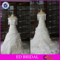 ED Real Sample Lace Ruffle Organza Pleating Bow Detachable Skirt Wedding Dresses